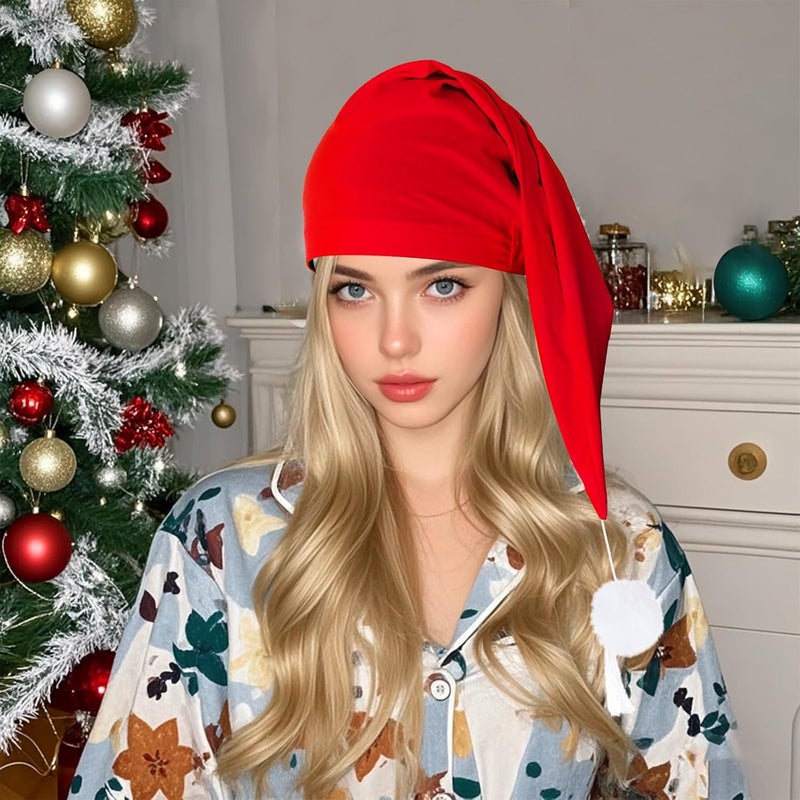 cnomg 2pcs Men's Night Sleeping Cap Adjustable Pajama Cap with Pom Ball and Tassel Women Daily Use - Image 3